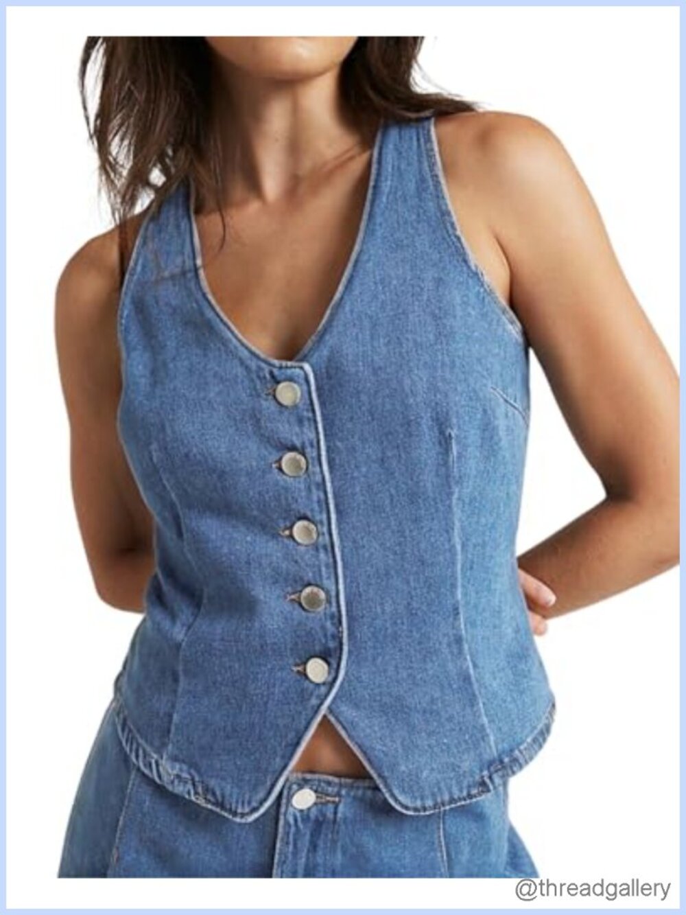 V Neck Sleeveless Denim Vest Button Down Fitted Jean Vest Casual Suit Waistcoat